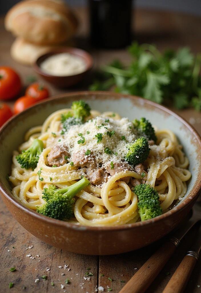 19 Ground Pork Recipes That Turn Simple Into Spectacular - 18. Ground Pork and Broccoli Alfredo Pasta