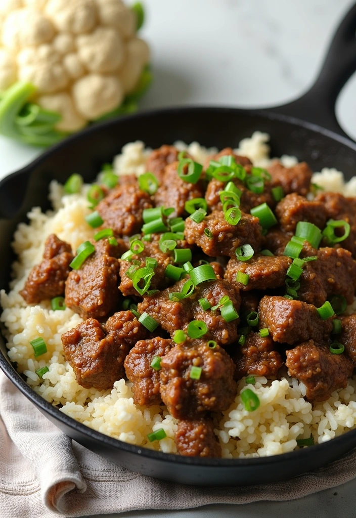 20 Beef Skillet Recipes That Nail Flavor Without the Fuss - 13. Beef and Cauliflower Rice Skillet