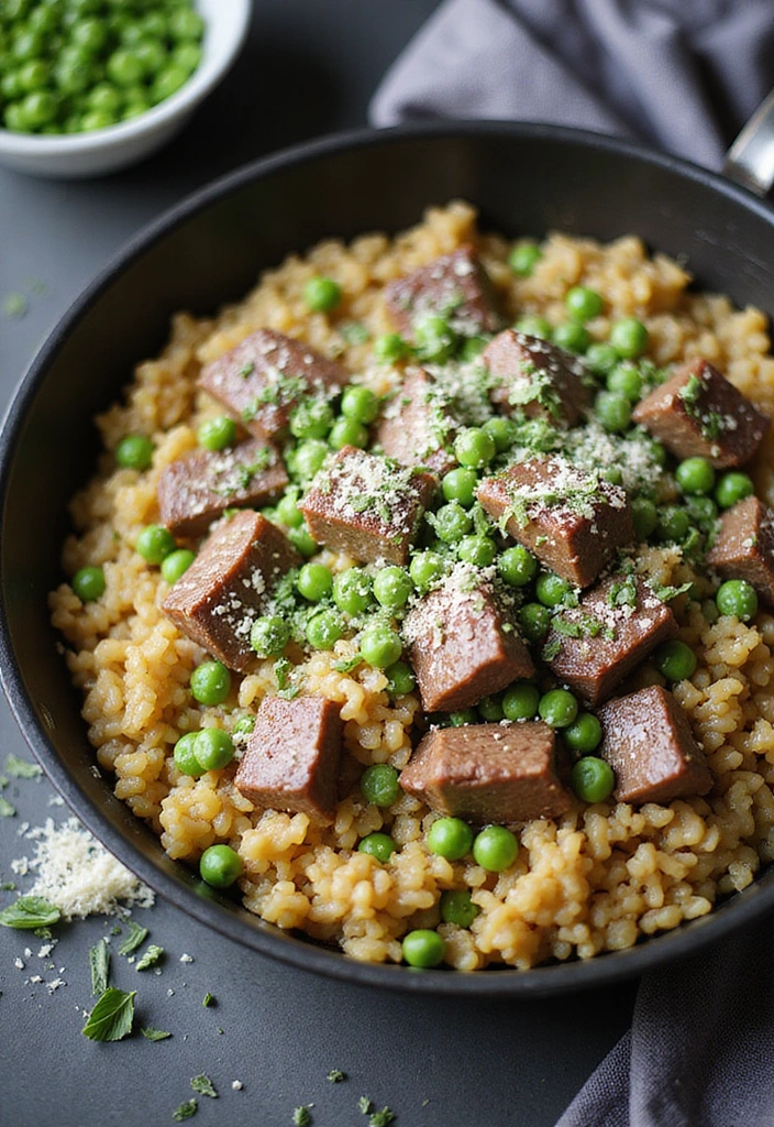20 Beef Skillet Recipes That Nail Flavor Without the Fuss - 17. Beef and Pea Risotto Skillet