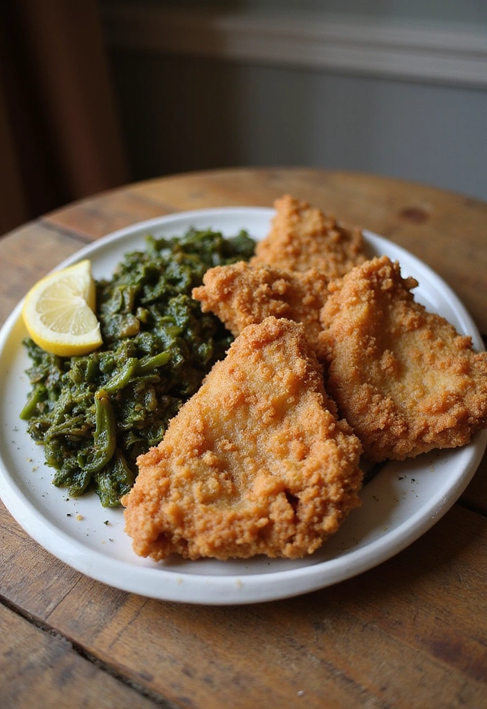 20 Buttermilk Fried Chicken Recipes That Crunch Like Magic - 9. Buttermilk Fried Chicken with Collard Greens