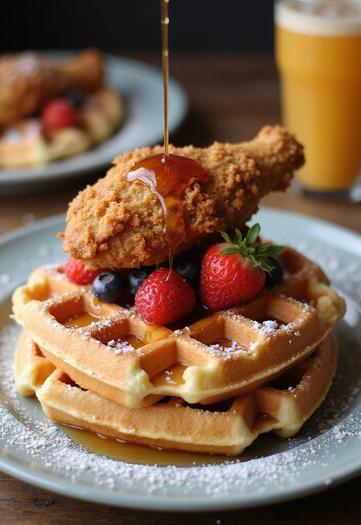 20 Crispy Chicken Innovations That Elevate Fast Food Favorites - 3. Southern-Style Chicken Waffles