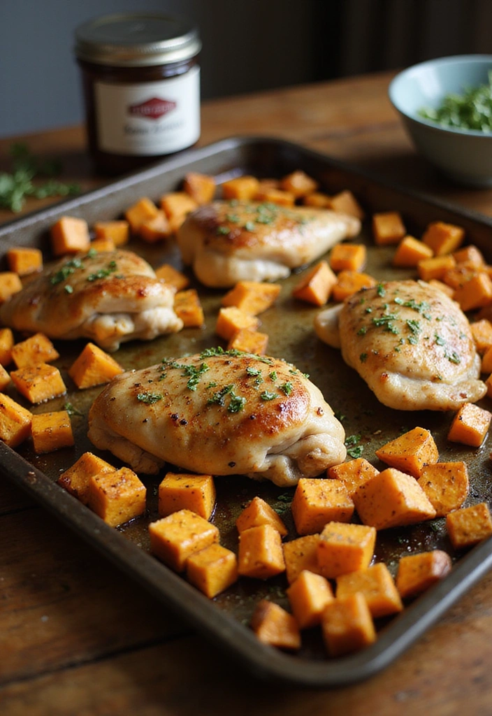20 Sheet Pan Chicken Dinners That Are Zero-Stress & Full Flavor - 10. Garlic Herb Chicken with Sweet Potatoes
