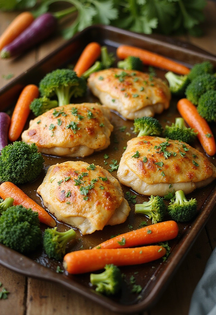 20 Sheet Pan Chicken Dinners That Are Zero-Stress & Full Flavor - 16. Garlic Parmesan Chicken with Broccoli and Carrots