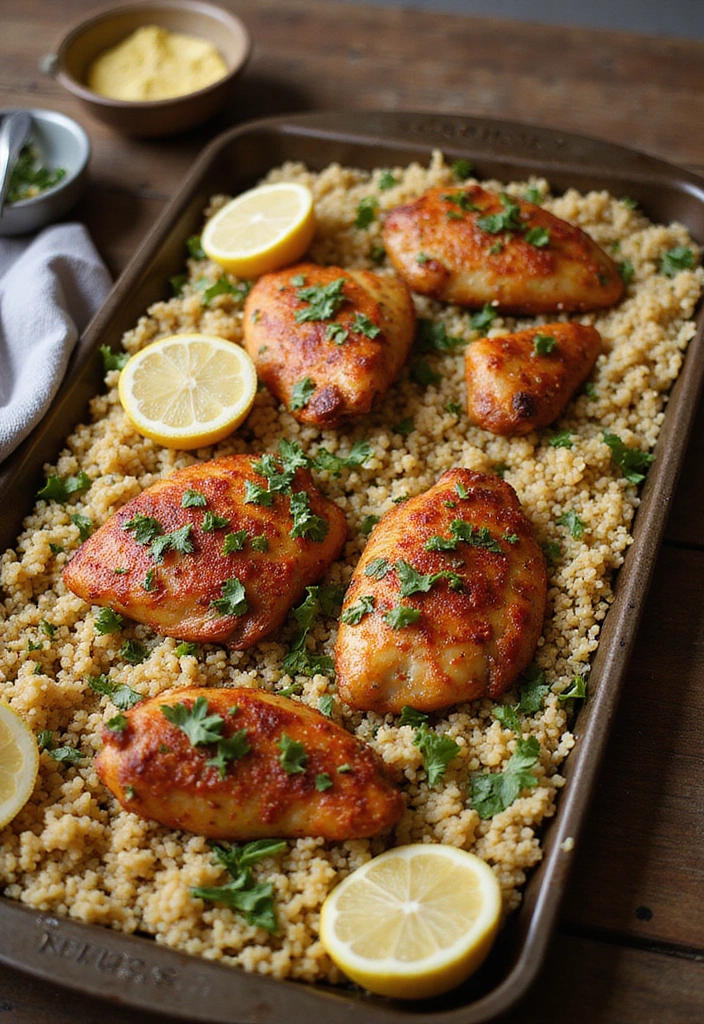 20 Sheet Pan Chicken Dinners That Are Zero-Stress & Full Flavor - 18. Moroccan Spiced Chicken with Couscous