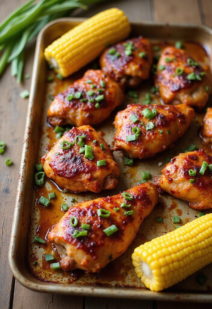 20 Sheet Pan Chicken Dinners That Are Zero-Stress & Full Flavor - 3. BBQ Chicken and Corn on the Cob