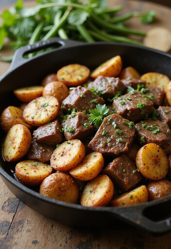 23 Quick Cubed Steak Recipes That Are Perfect for Busy Nights! - 11. Cubed Steak and Potato Skillet