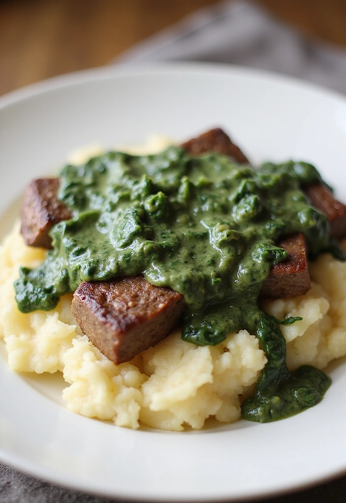 23 Quick Cubed Steak Recipes That Are Perfect for Busy Nights! - 19. Cubed Steak with Creamy Spinach Sauce