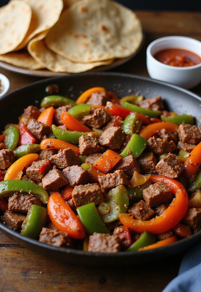 23 Quick Cubed Steak Recipes That Are Perfect for Busy Nights! - 4. Spicy Cubed Steak Fajitas
