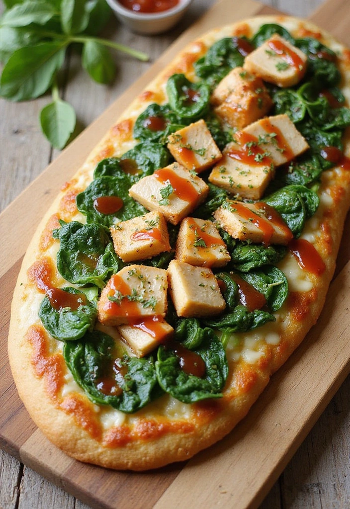 25 Honey Garlic Chicken Meal Prep Recipes That Save You Time (Perfect for Busy Weeks!) - 20. Honey Garlic Chicken and Spinach Flatbread