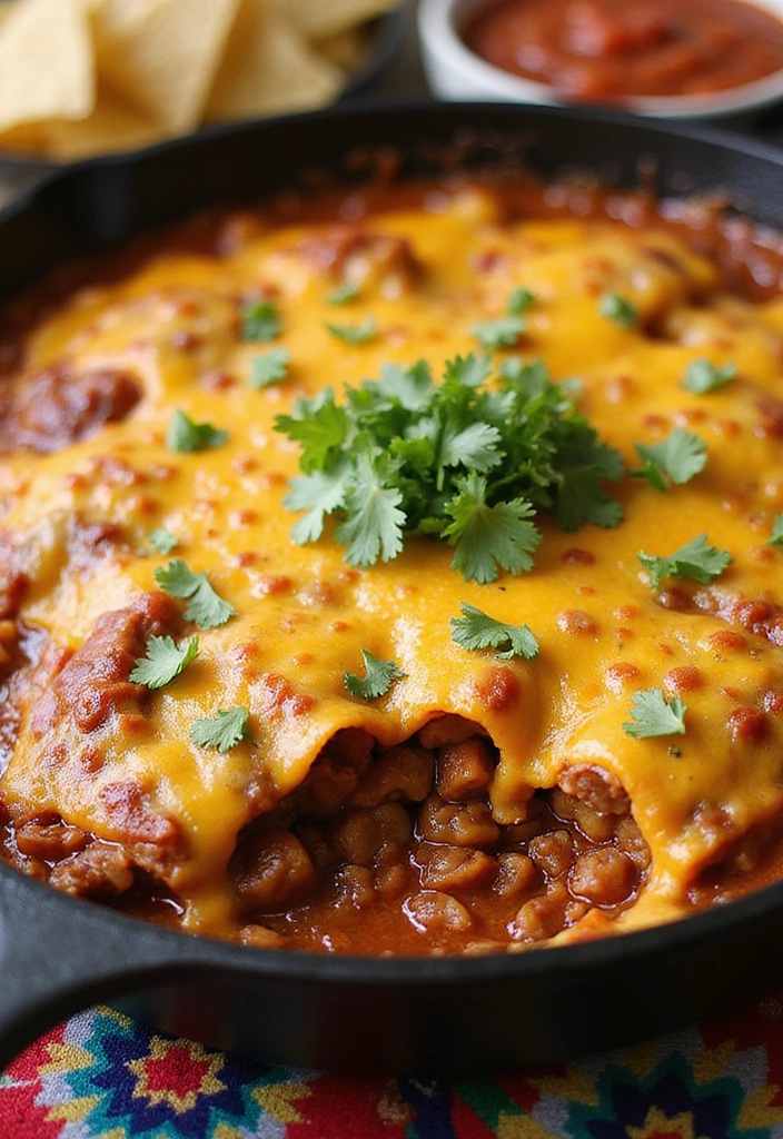 27 Comforting Beef Skillet Recipes That Will Make You Feel Right at Home! - 11. Beef Enchilada Skillet