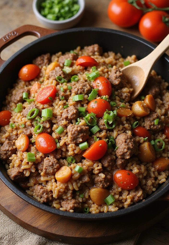 27 Comforting Beef Skillet Recipes That Will Make You Feel Right at Home! - 12. Beef and Rice Skillet