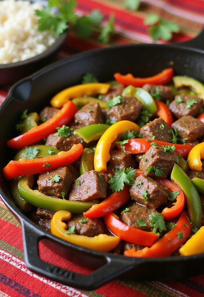 27 Comforting Beef Skillet Recipes That Will Make You Feel Right at Home! - 14. Beef and Peppers Skillet