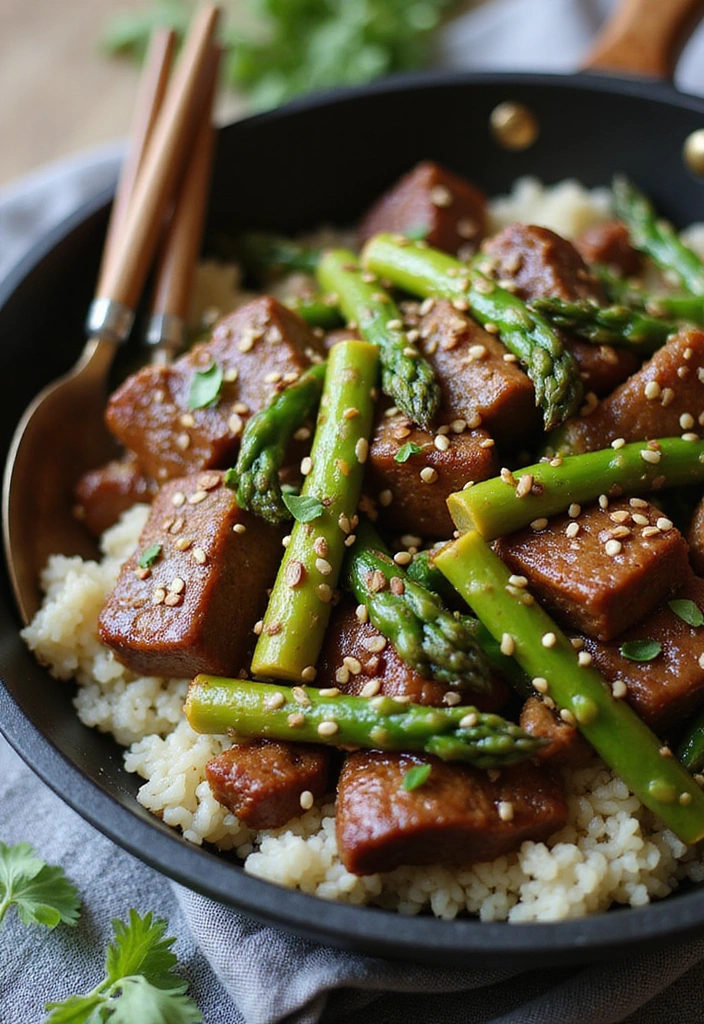 27 Comforting Beef Skillet Recipes That Will Make You Feel Right at Home! - 27. Beef and Asparagus Skillet
