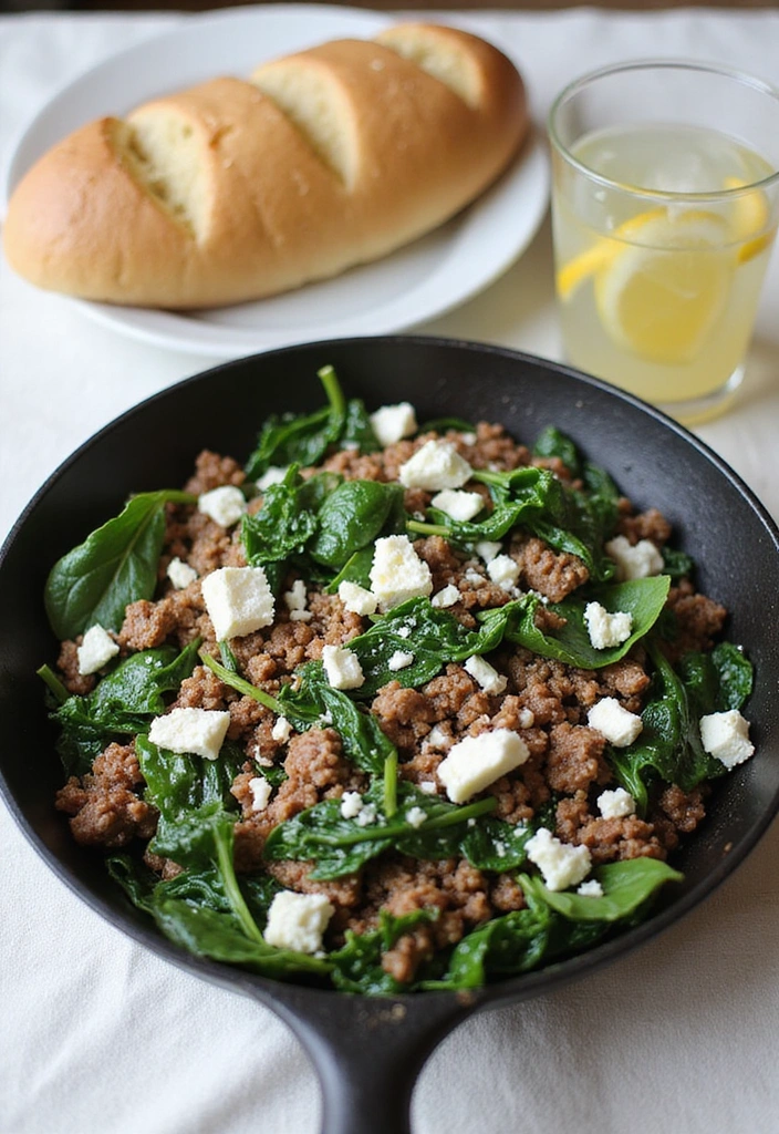 27 Comforting Beef Skillet Recipes That Will Make You Feel Right at Home! - 9. Beef and Spinach Skillet