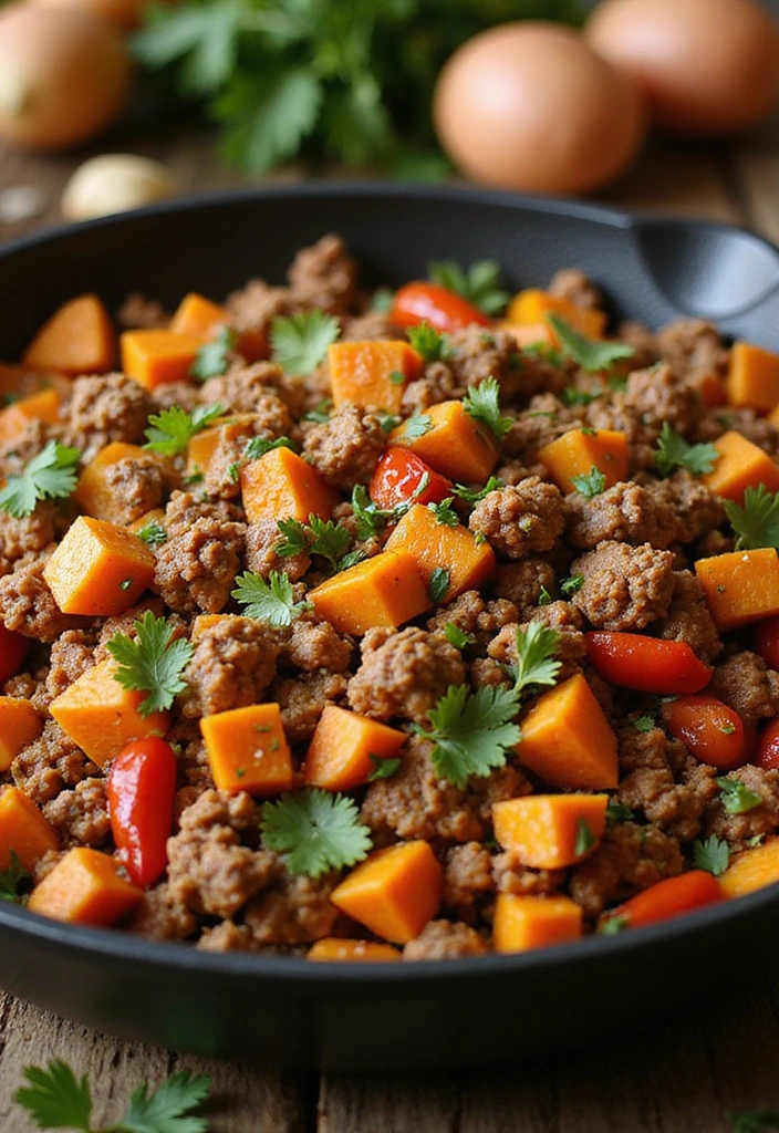 27 Ground Pork Cooking Hacks That Turn Ordinary Into Extraordinary! - 16. Ground Pork and Sweet Potato Skillet