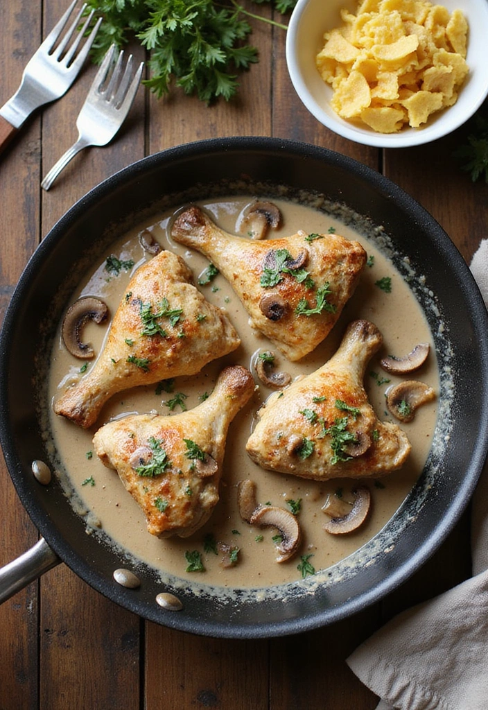 28 Buttery Chicken Drumstick Dinners That Will Make You Feel Right at Home! - 3. Creamy Mushroom Sauce Chicken Drumsticks