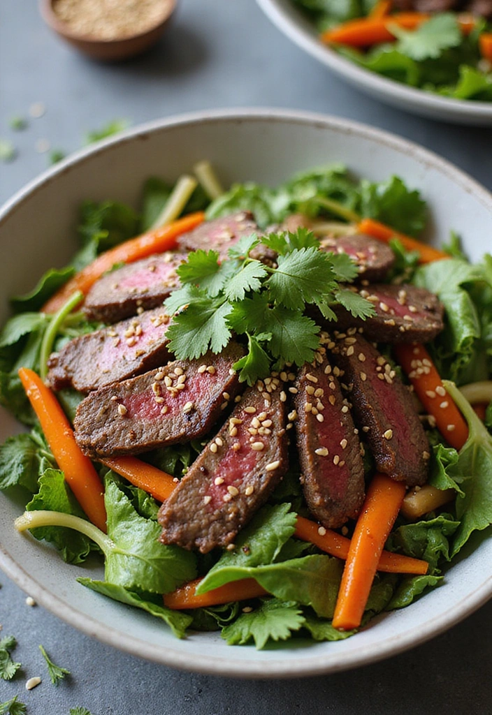 18 Cast Iron Steak Recipes That Deliver That Perfect Sear - 20. Asian-inspired Sesame Steak Salad